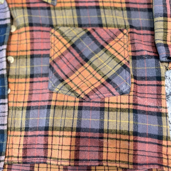 RSQ Womens Plaid Spliced Cropped Flannel Size Small - Picture 6 of 6